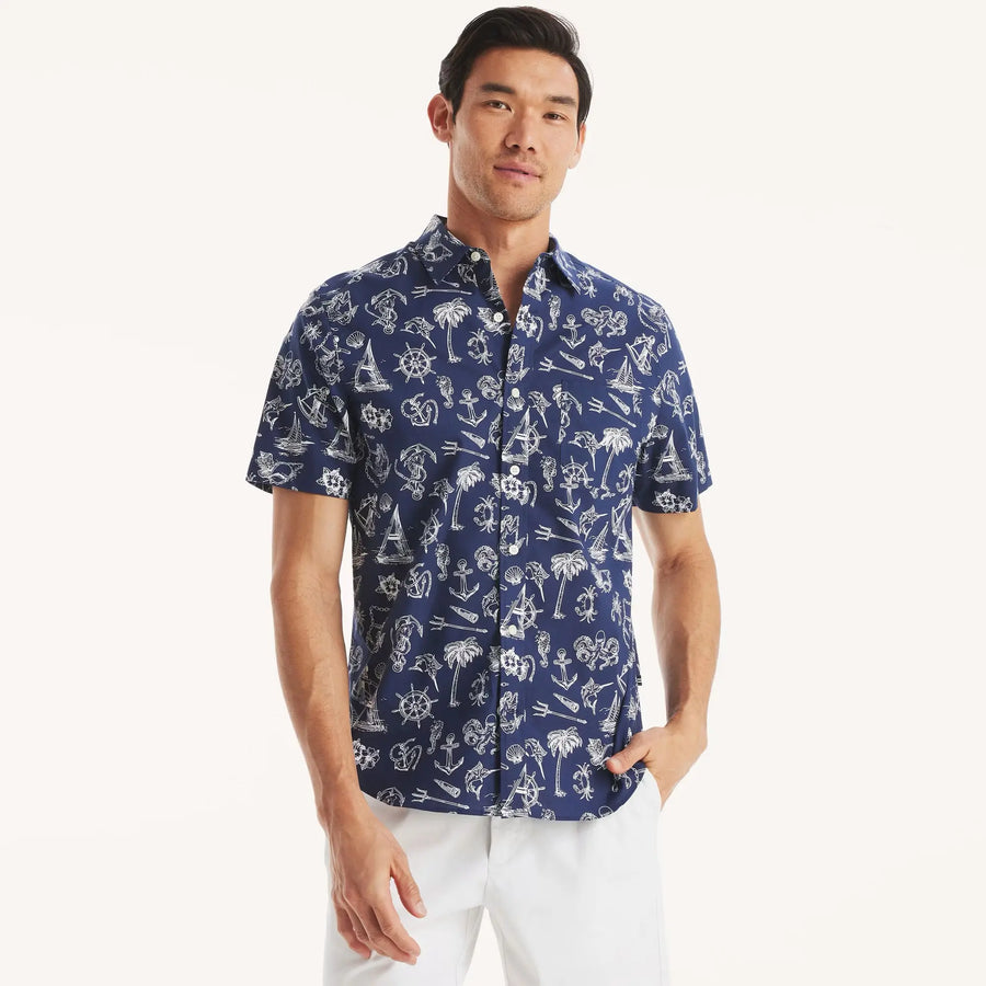 Camisa Nautica manga corta con estampado marítimo